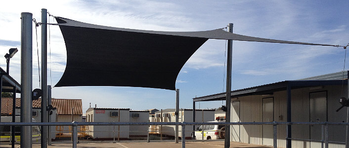 Shade sail over a commercial area image