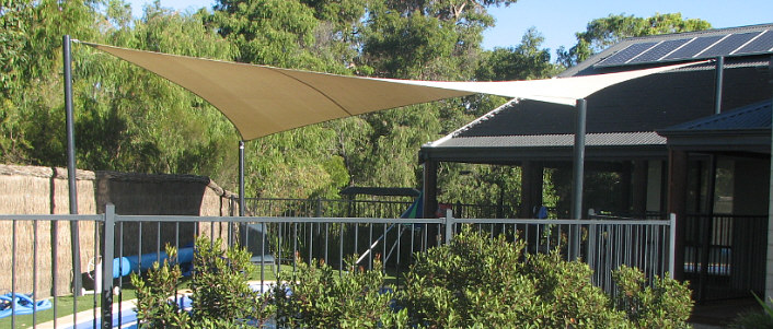 Shade over swimming pool area image