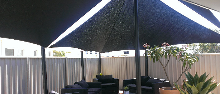 Multiple sails over outdoor living area image